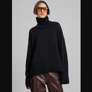 The Frankie Shop Rhea Trapeze Turtleneck Sweater in Black Wool Size XS